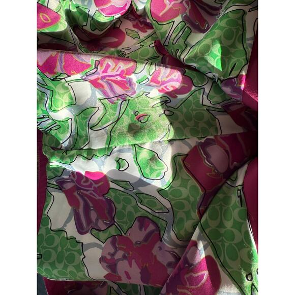 Vintage Coach Women's Trench Pink Rain Coat Size Small Floral Lining 100% Cotton - Picture 8 of 8